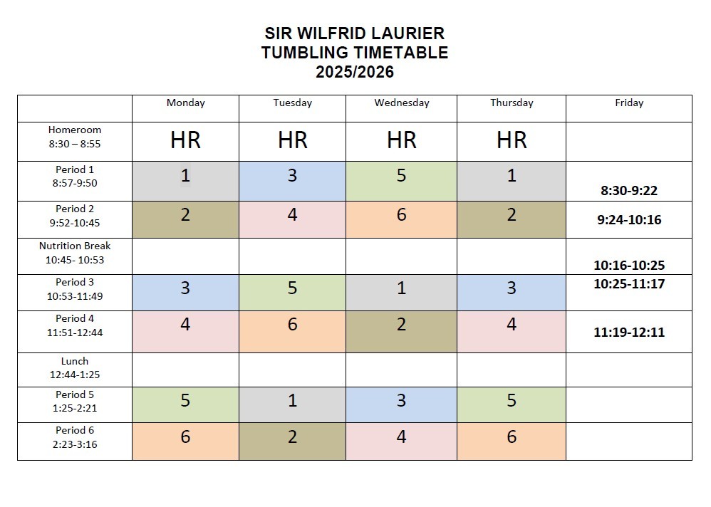 Tumbling Timetable 2025 2026